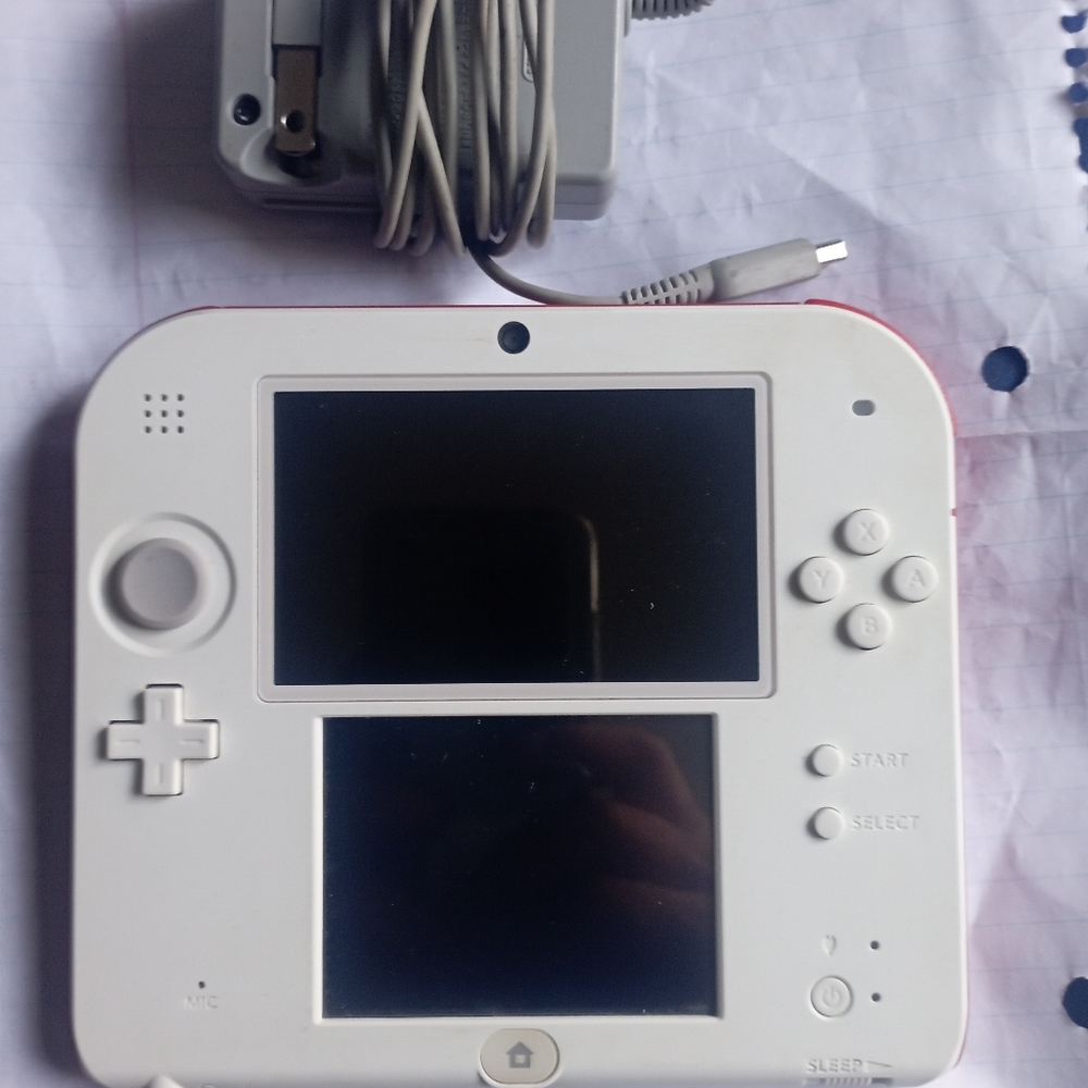 Nintendo 2DS white with red console